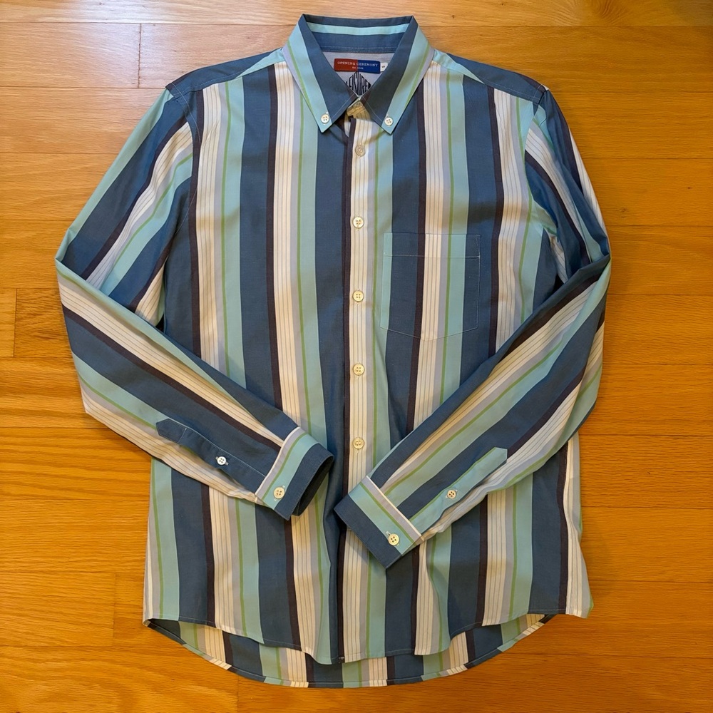 Opening Ceremony Blue Striped Shirt